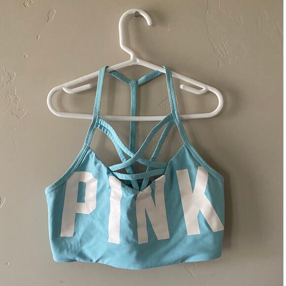 Victorias Secret PINK Ultimate Unlined Blue Sports Bra- Size Small - Picture 1 of 5